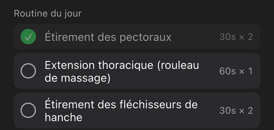 La routine du jour dans le menu de Kamae